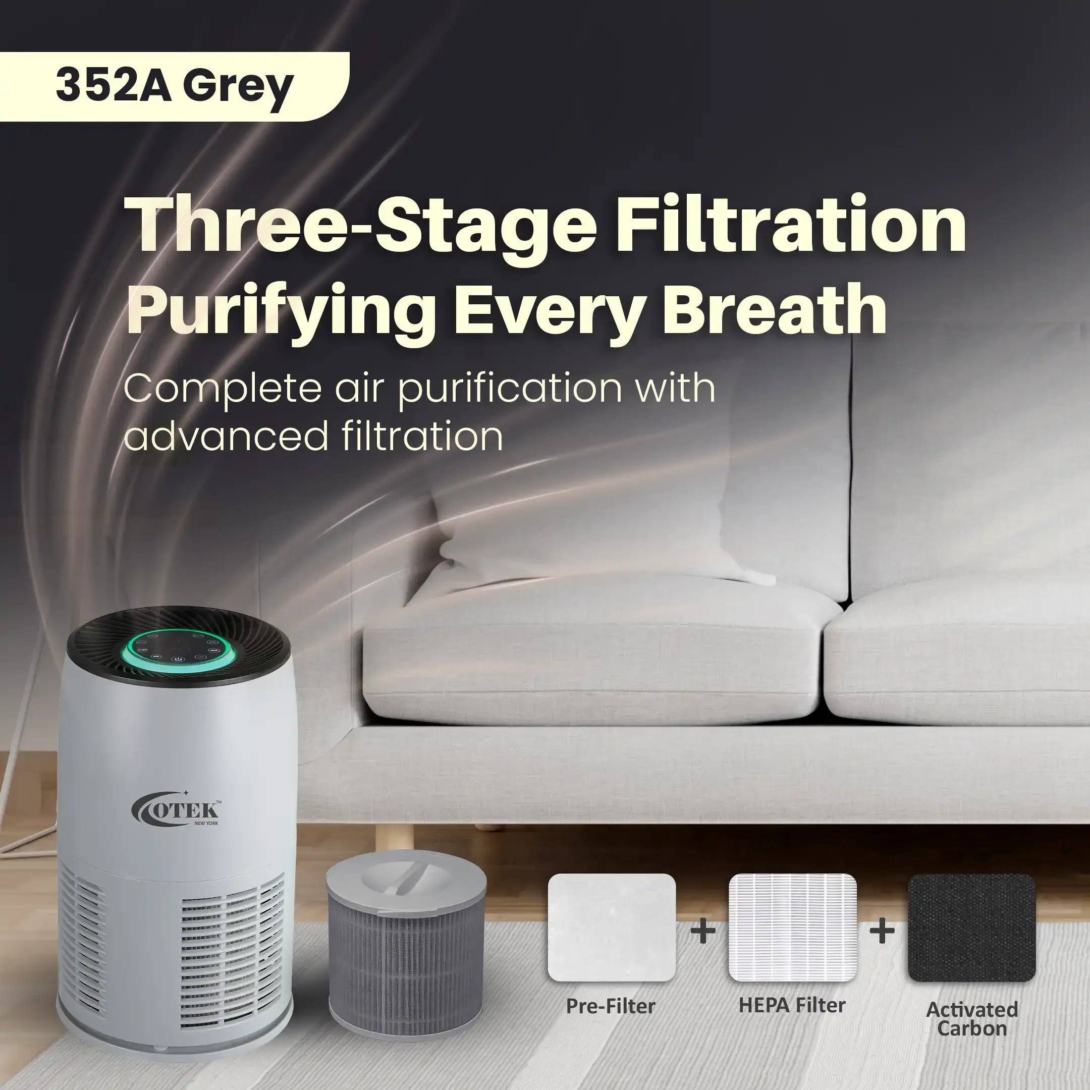 352A Air Purifier - Grey - Otekworld