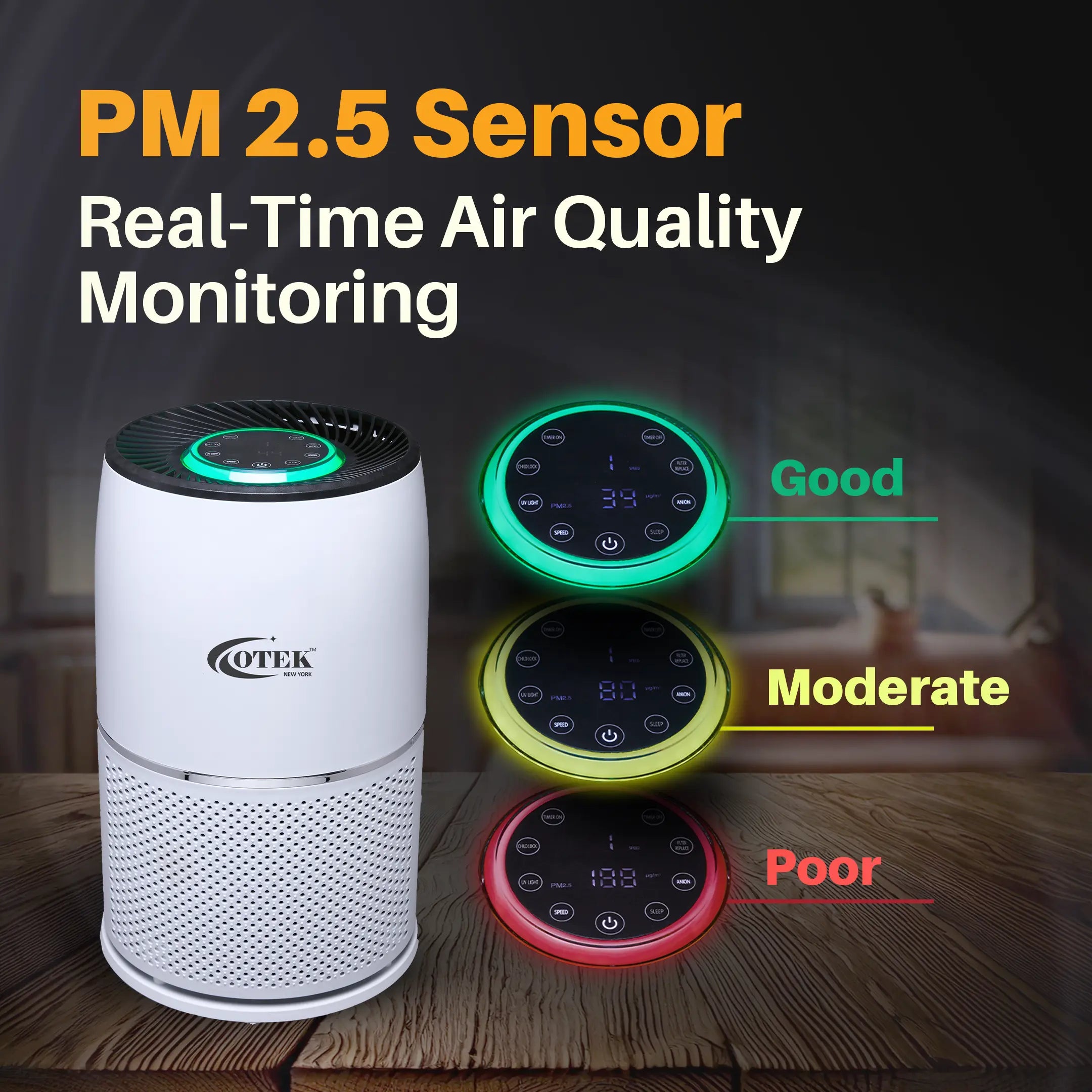 330A Air Purifier with Sensor, UV light, HEPA H13 filter, and ionizer for healthier indoor air quality.