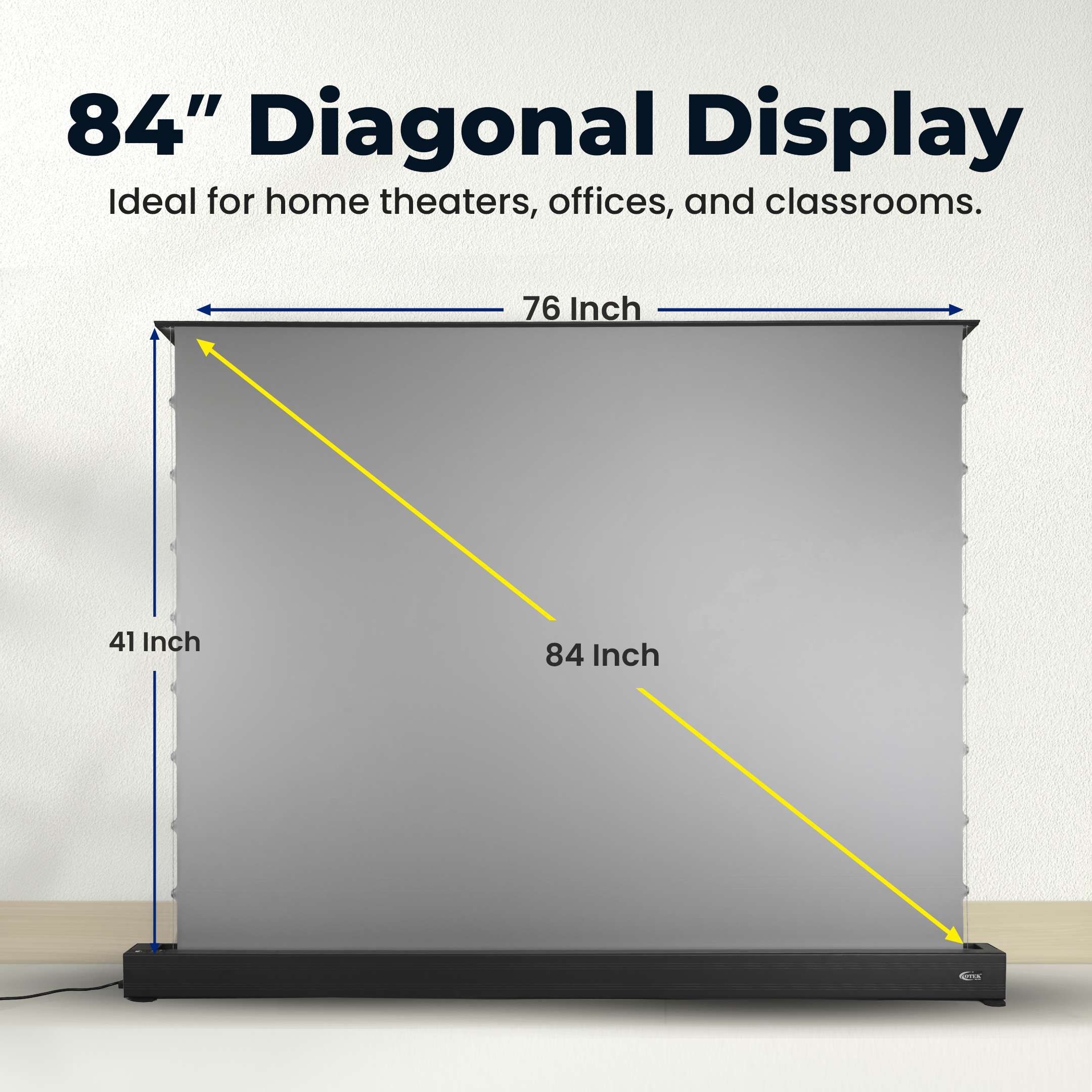 CineCast FR84 projector screen featuring anti-angular ALR fabric with 1.8 gain for sharp visuals.