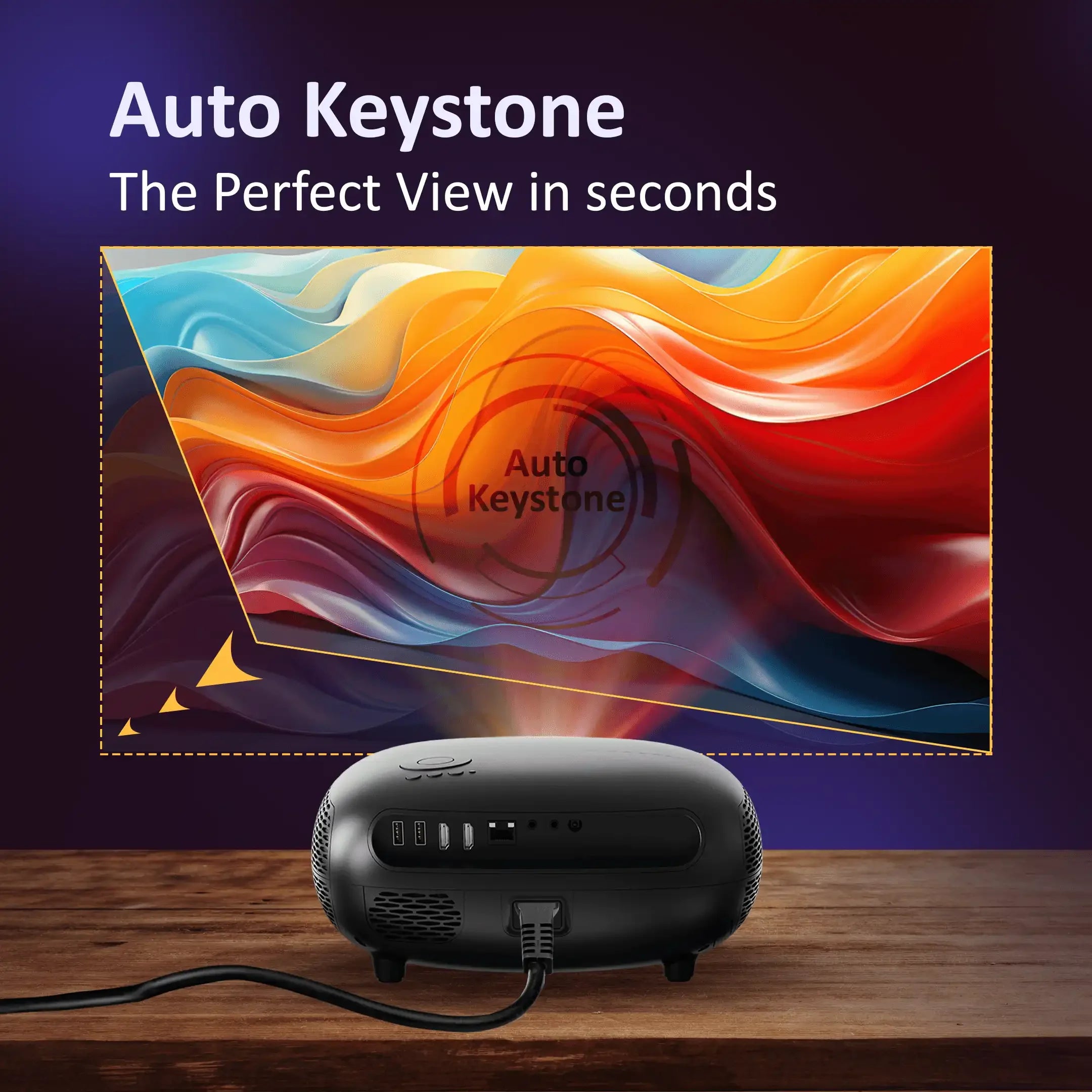 Play Smart FHD Projector in black by Otek World, designed for home entertainment with 7500 lumens brilliance.