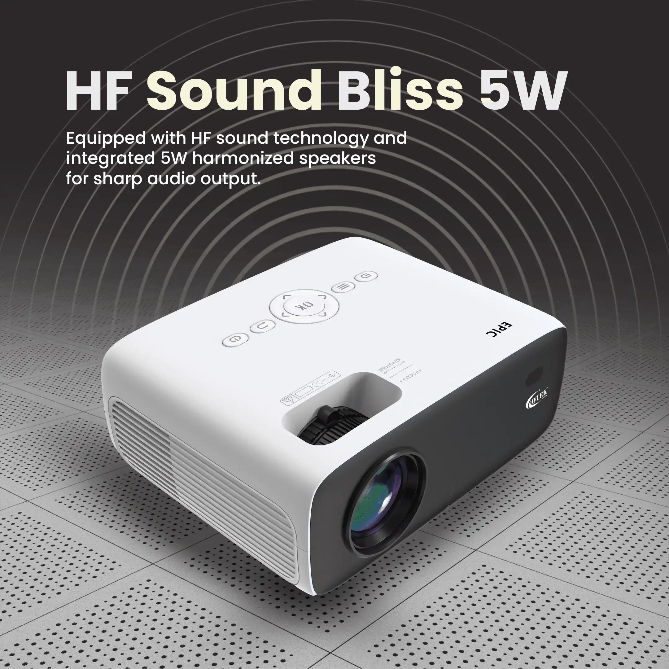 Otek World Epic FHD Projector designed for home theaters, schools, and offices with advanced features.