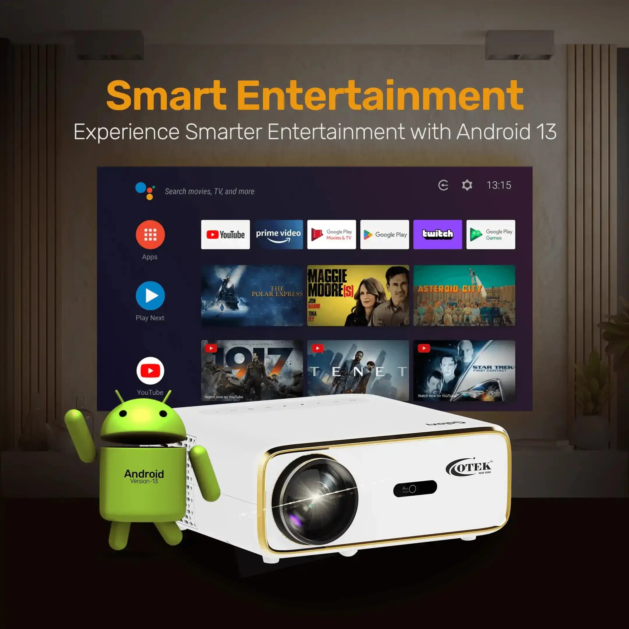 Galaxy Smart FHD Projector - White - Otekworld