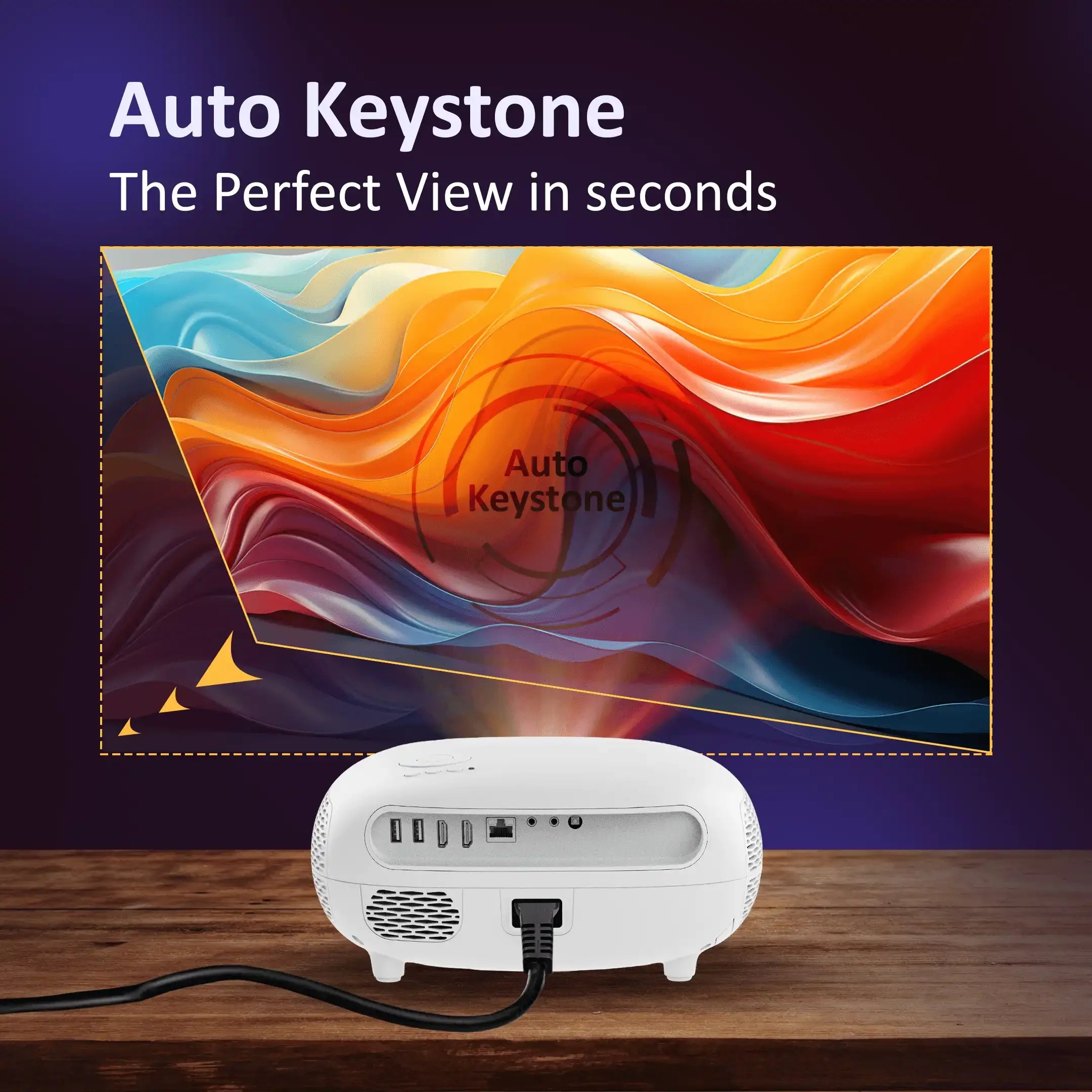 Otek World Smart FHD Projector for offices, featuring 1080p resolution, 4K compatibility, and versatile connectivity.