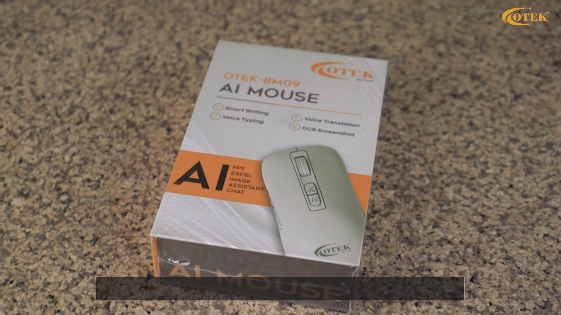 Load video: OTEKWORLD AI Mouse with smart gesture control and ergonomic design on a modern workspace desk