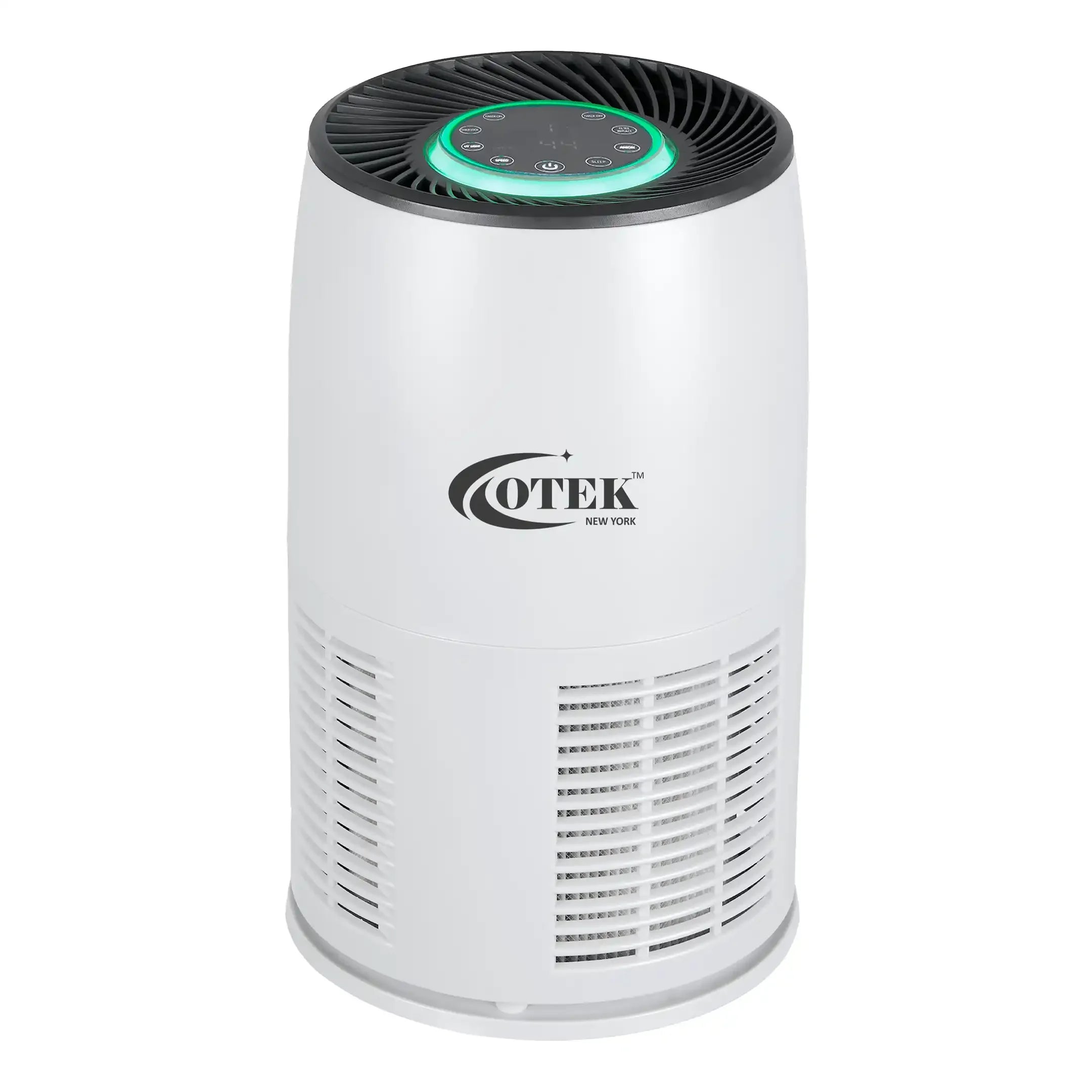 White Otek World 352A Air Purifier, featuring HEPA H13 and activated carbon filters