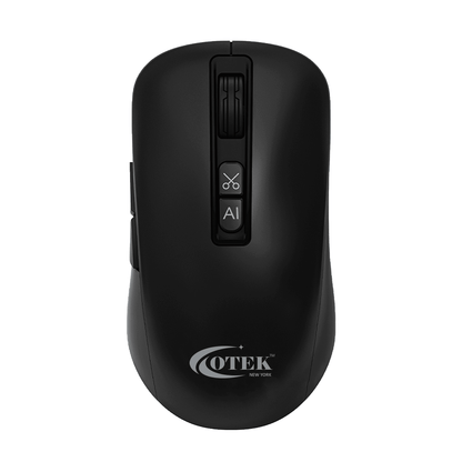 Otek World BM09 AI Integrated Mouse in black with voice and text translation supporting over 100 languages.