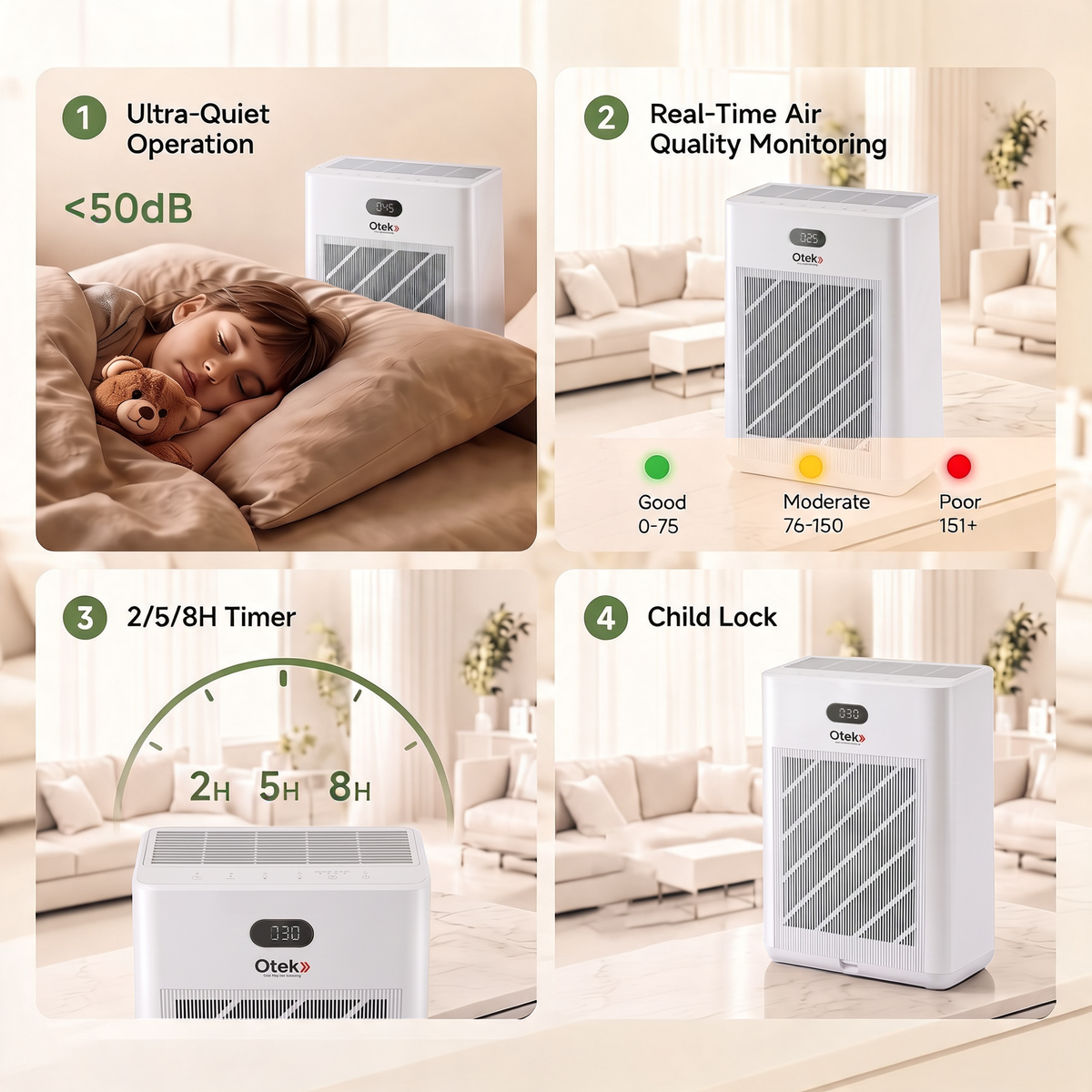 OTEK KJ-520A HEPA H13 Air Purifier