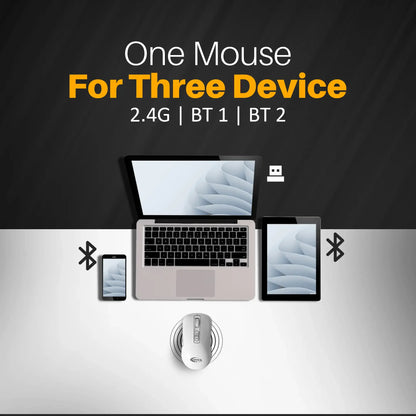 Otek World white AI Mouse BM09 with adjustable DPI and multi-device connectivity for Windows and macOS.