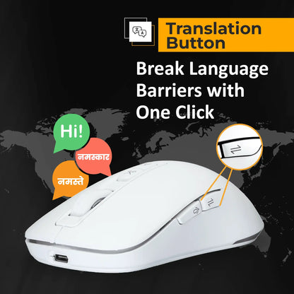 Otek World BM09 AI Mouse in white, supporting advanced AI tools and multi-device compatibility.
