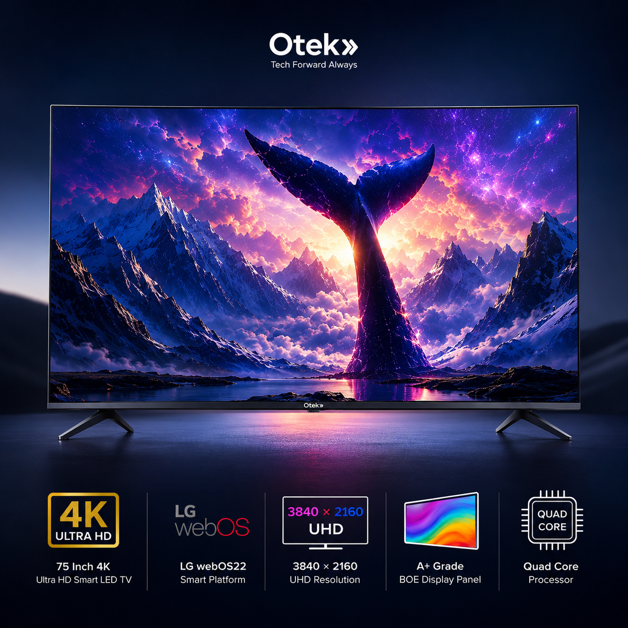 OTEK 75/86/98 Inch Smart 4K UHD LED TV with Web OS