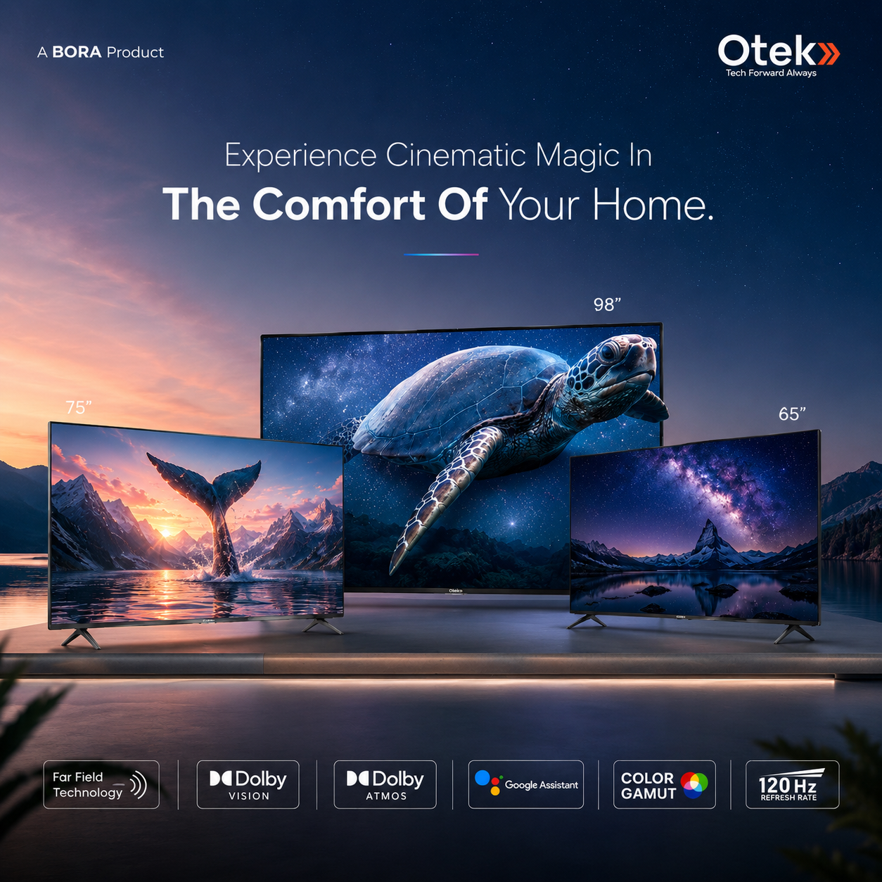 OTEK 75/86/98 Inch Smart 4K UHD LED TV with Web OS