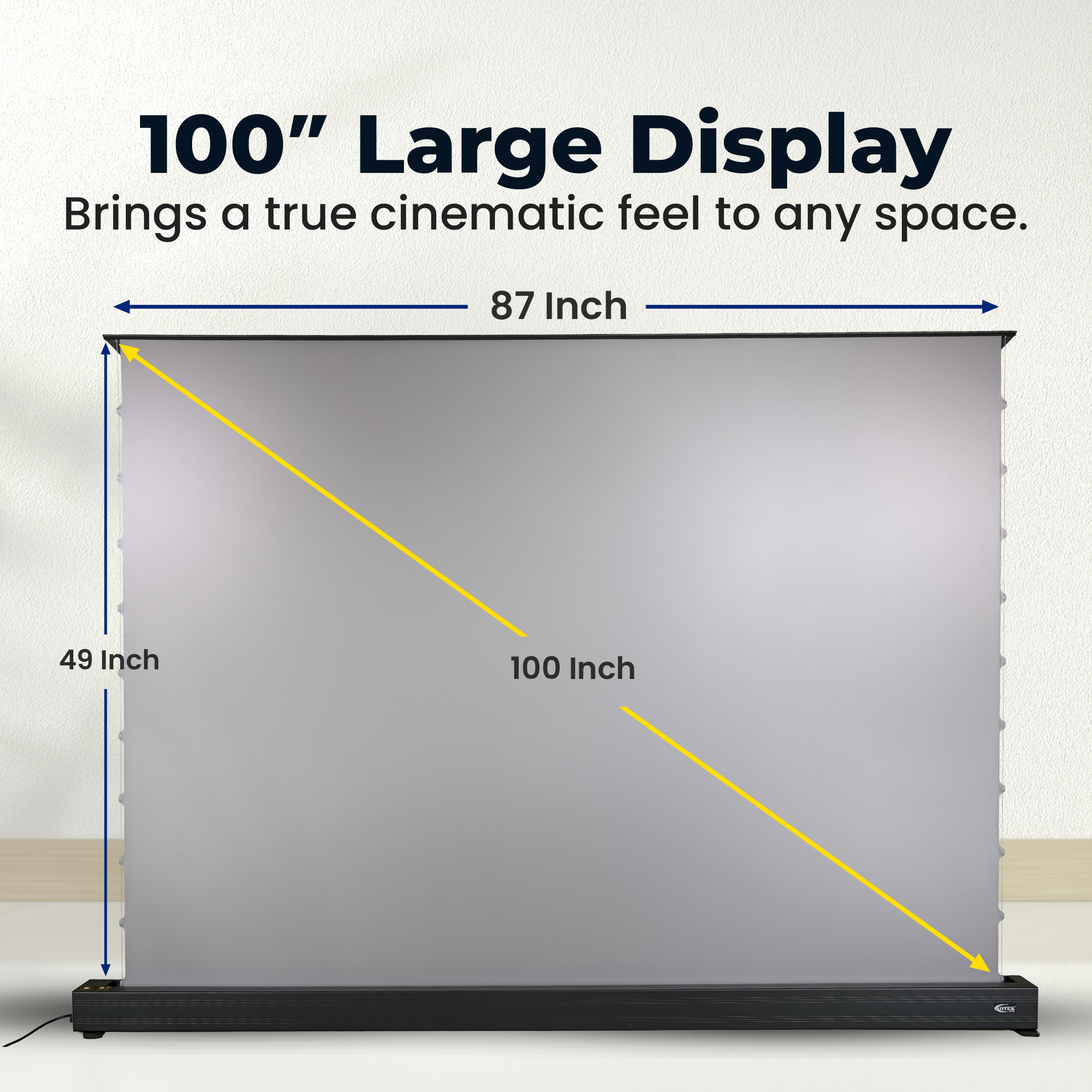 CineCast FR100 projector screen featuring anti-angular ALR fabric with 1.8 gain for superior visuals.