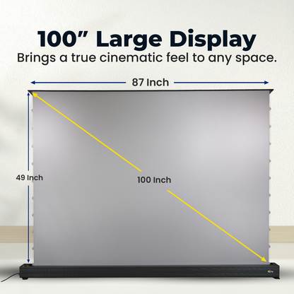CineCast FR100 projector screen featuring anti-angular ALR fabric with 1.8 gain for superior visuals.