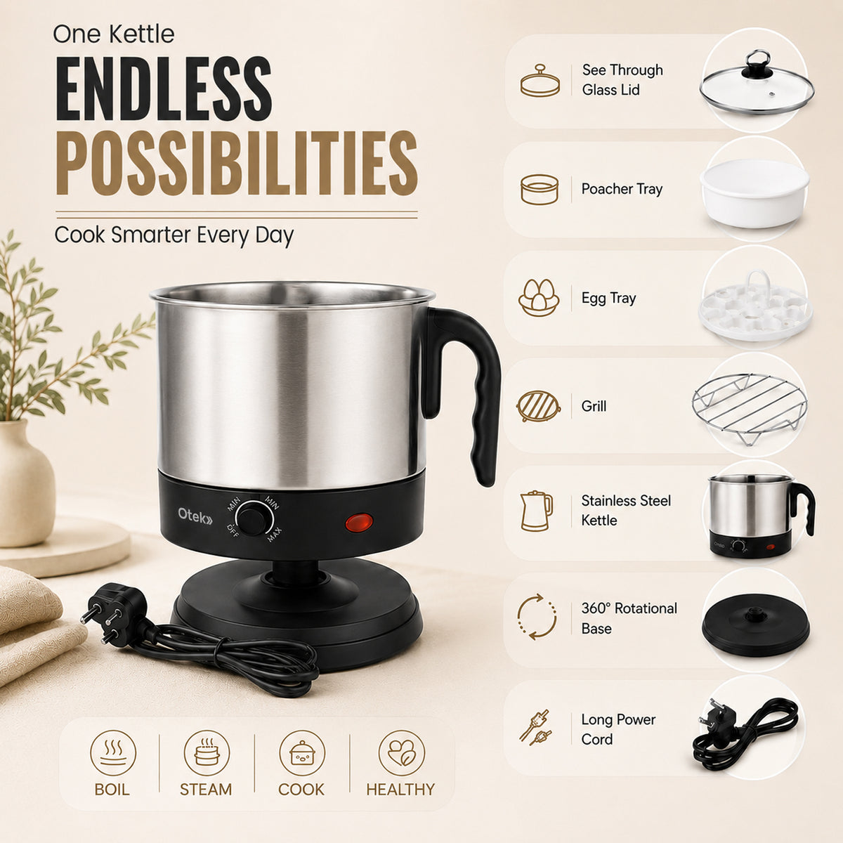 OTEK Multi Chef Kettle 1.5L | 650W