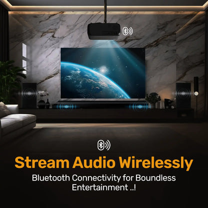 Otek World Galaxy Smart FHD Projector with 10,000 lumens brightness and Android 13 for a cinematic experience.