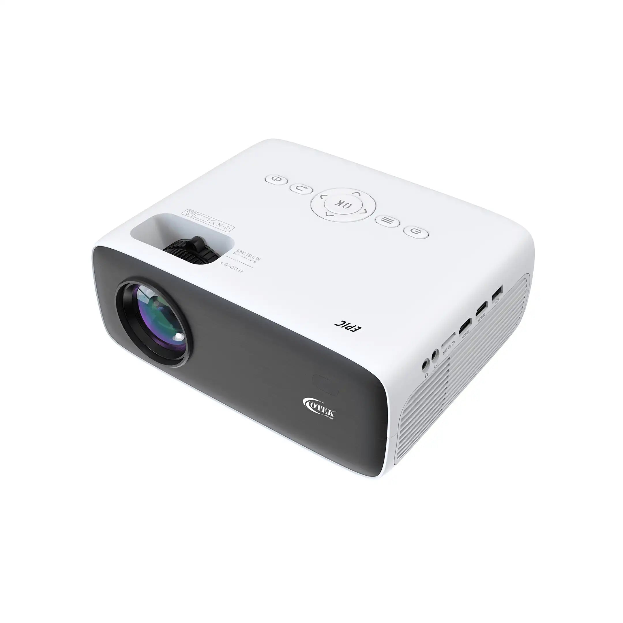 Epic Smart FHD Projector by Otek World, perfect for schools with 6000 lumens brightness and 210-inch display.