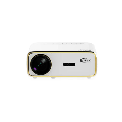 Otek World Galaxy Smart FHD Projector in white, ideal for homes, schools, and offices with 4K support.