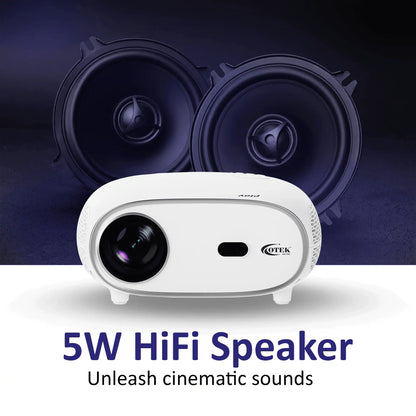 Otek World Smart FHD Projector with Android 13, auto keystone, and premium audio for home and office use.