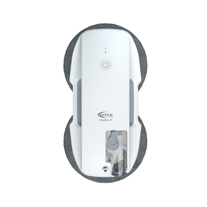 Otek World ShineMate T9 robotic window cleaner with a compact 90mm design and advanced ultrasonic spray.