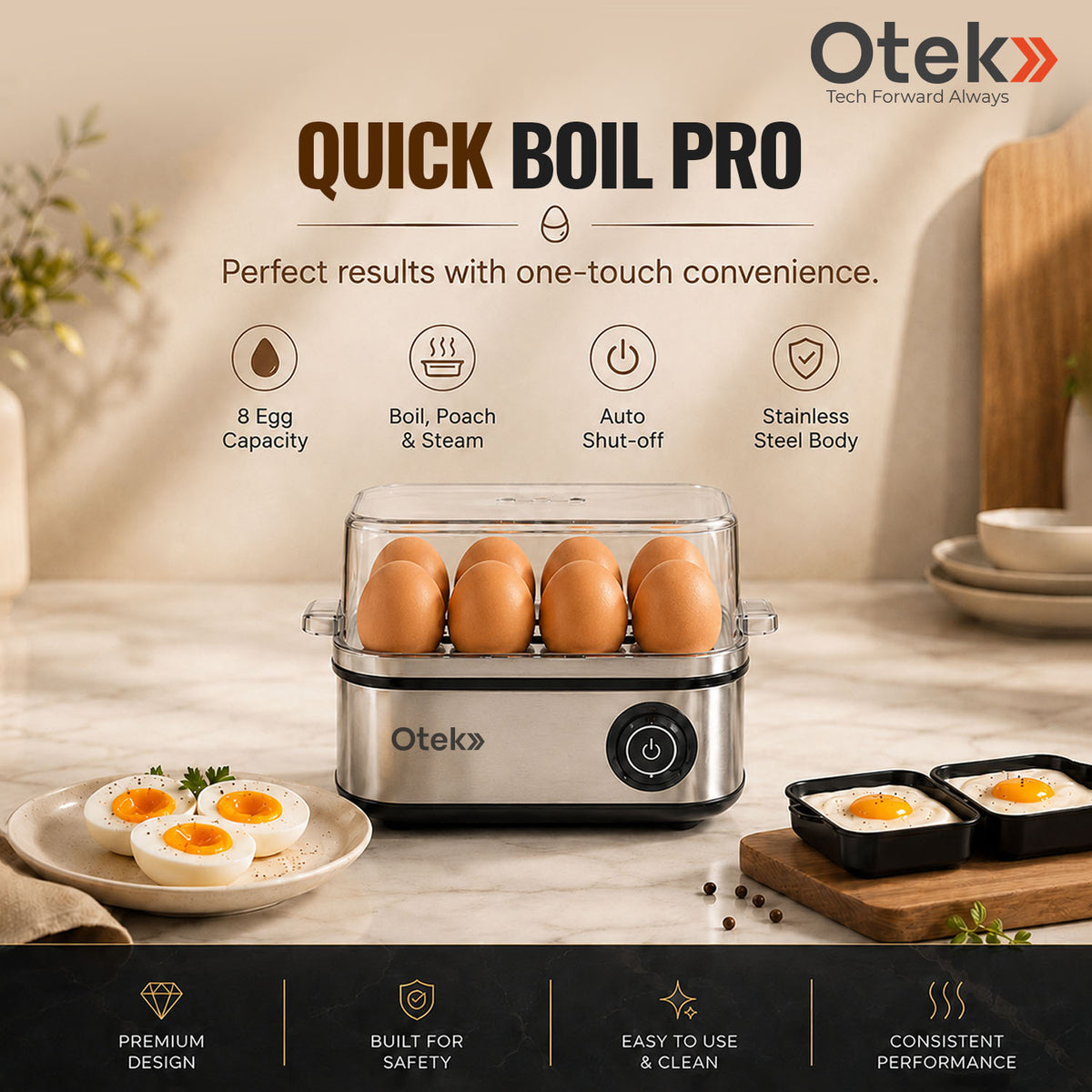 OTEK Quick Boil Pro 8 | Egg Boiler & Poacher