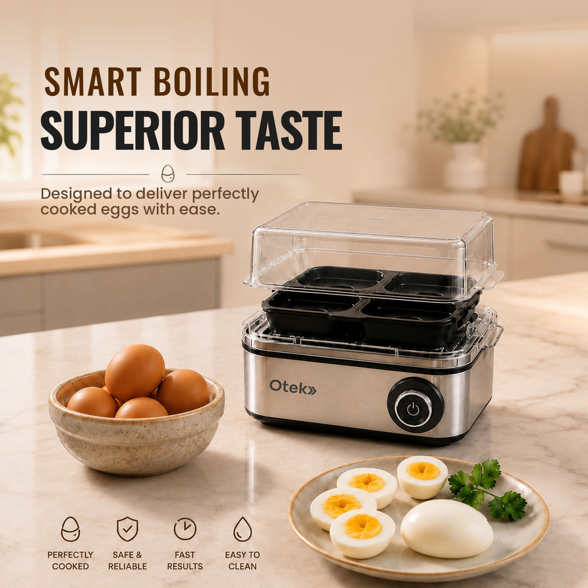 OTEK Quick Boil Pro 8 | Egg Boiler & Poacher