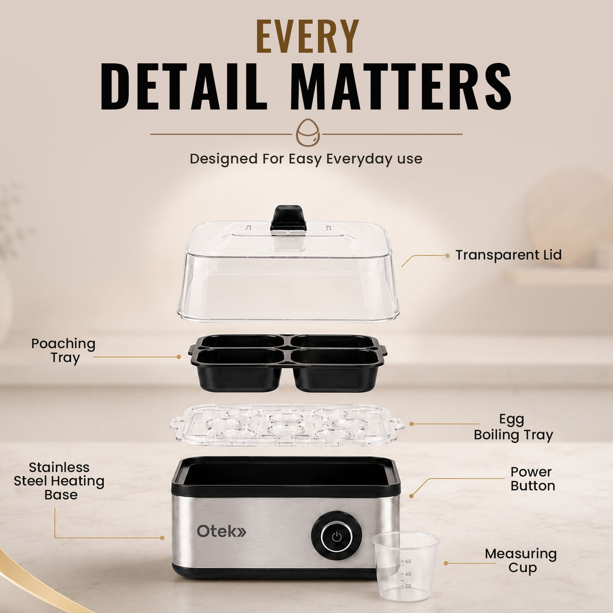 OTEK Quick Boil Pro 8 | Egg Boiler & Poacher
