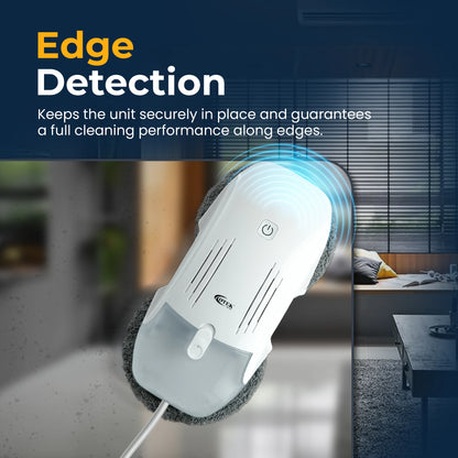 ShineMate W6 robotic cleaner with dual cross spray for streak-free glass cleaning.