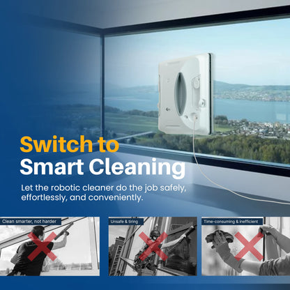 ShineMate W6 robotic window cleaner featuring automatic edge detection and safety design.