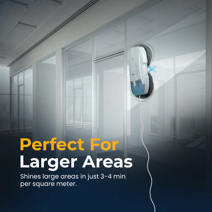 Efficient ShineMate W6 robotic window cleaner, completing cleaning in 3-4 minutes per square meter.